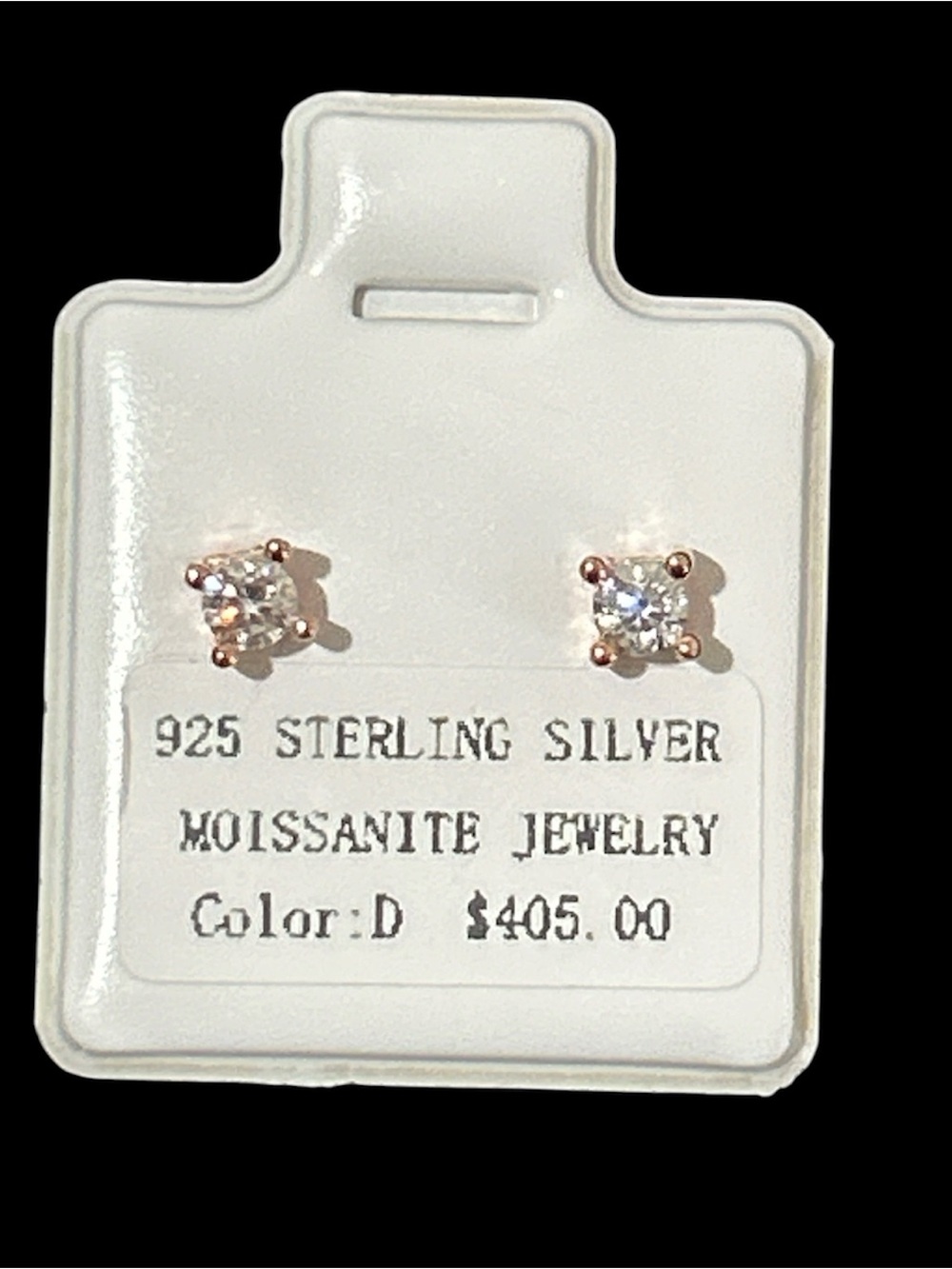 925 Sterling Silver Moissanite Stud Earrings - White/Rose Gold